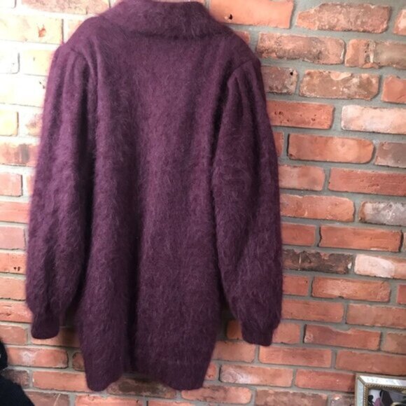 D & D Vintage Angora Cardigan Sweater Coat Jacket Warm Lined Pockets Soft Coay L - Picture 4 of 16